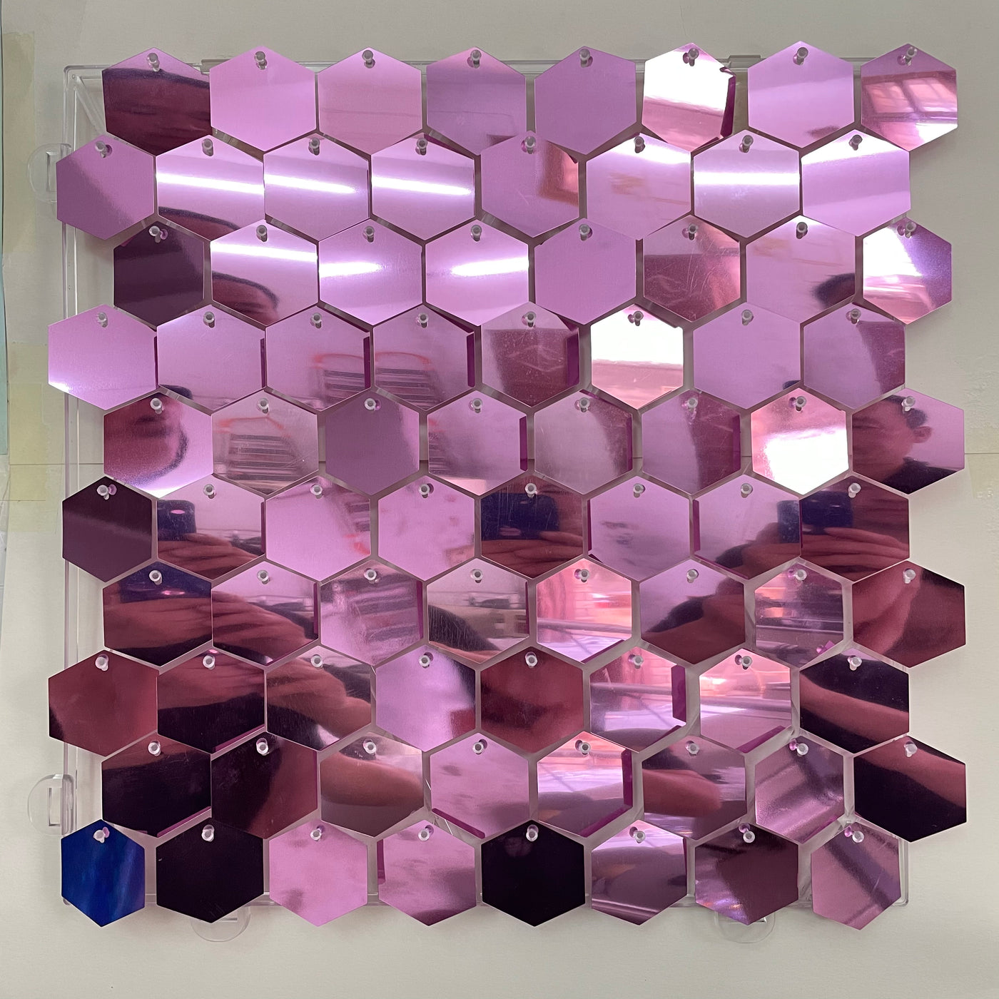 Hexagon Shimmer Wall Panels / Clip Hole Backing & Square Sequins -Light Purple