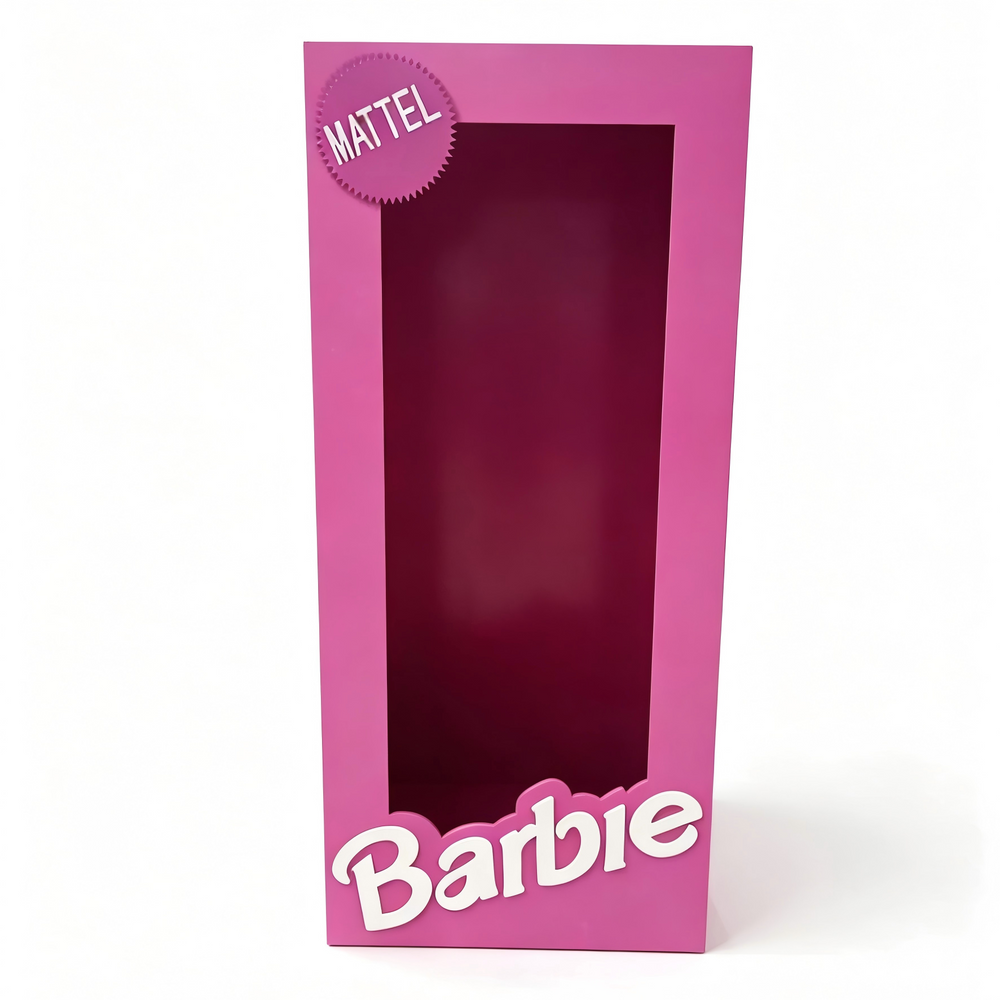 Life-Size Pink Barbie Style Photo Booth Prop - Iconic Toy Box Backdrop for Baby Showers & Birthdays