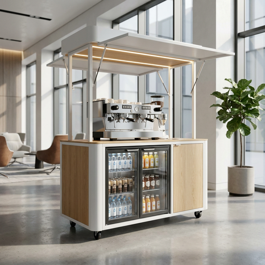 Premium Modern Minimalist Mobile Beverage Cart &amp; Bar Counter - Lobby Station