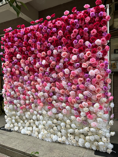 BDJ-120 3D Fabric Artificial Flower Backdrop Rolling Up Curtain Flower Wall - 8ft*8ft