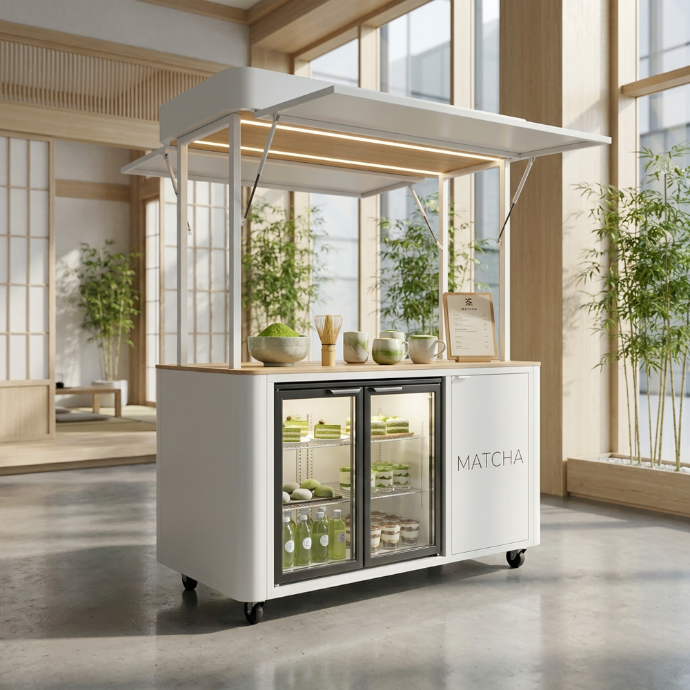 Premium Modern Minimalist Mobile Beverage Cart & Bar Counter - Lobby Station