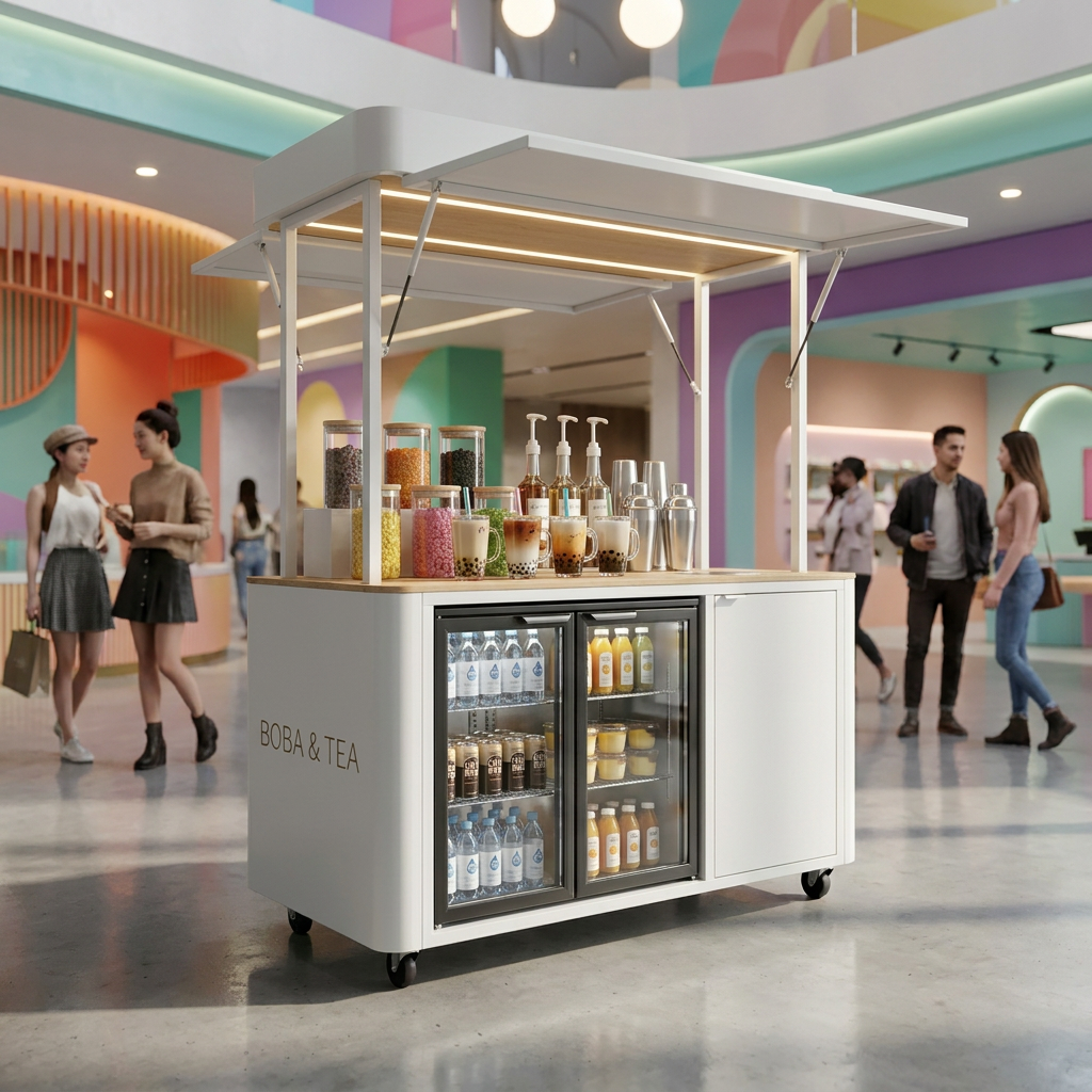 Premium Modern Minimalist Mobile Beverage Cart &amp; Bar Counter - Lobby Station