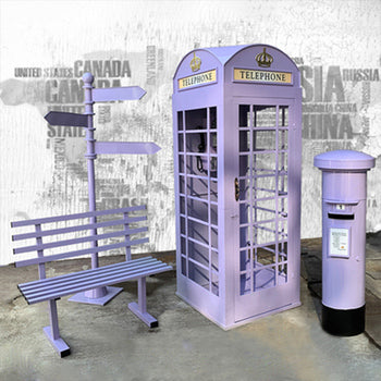 London Telephone Booth+2M Sign+1.2M Mailbox+1M Bench+0.5M Telephone - Deep Green