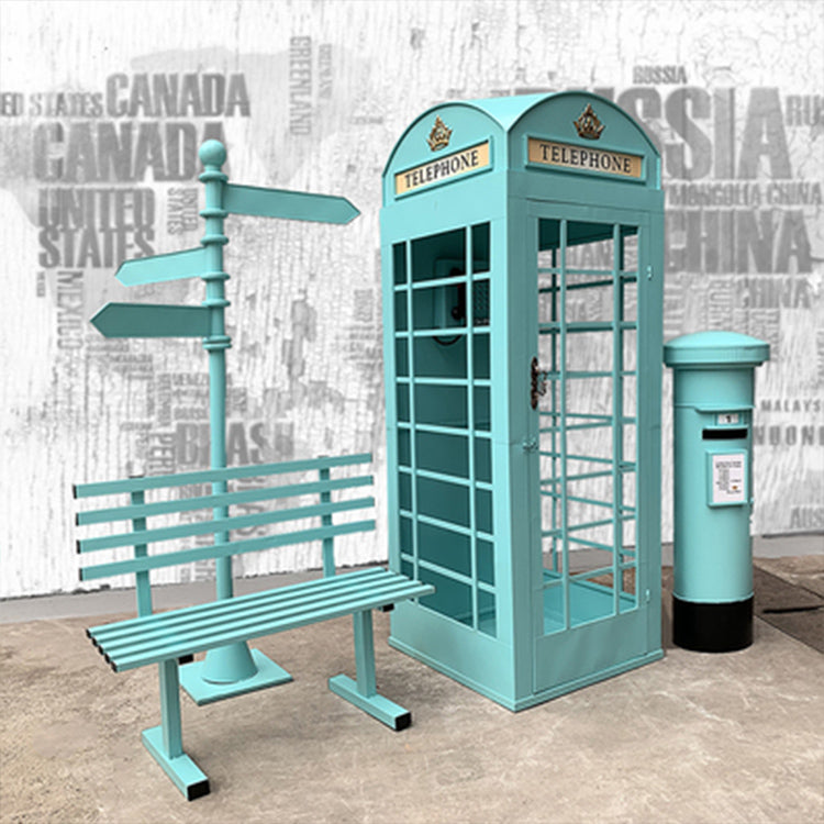 London Telephone Booth+2M Sign+1.2M Mailbox+1M Bench+0.5M Telephone - Purple