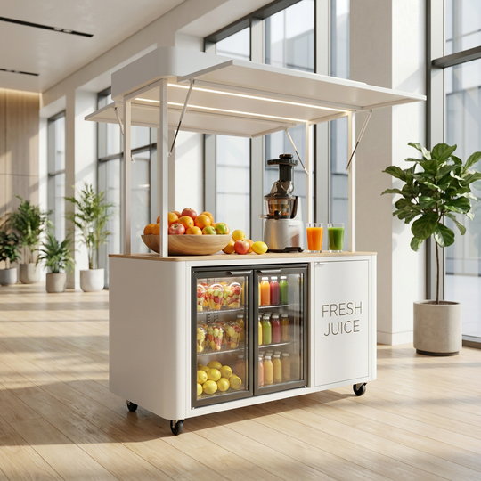 Premium Modern Minimalist Mobile Beverage Cart &amp; Bar Counter - Lobby Station
