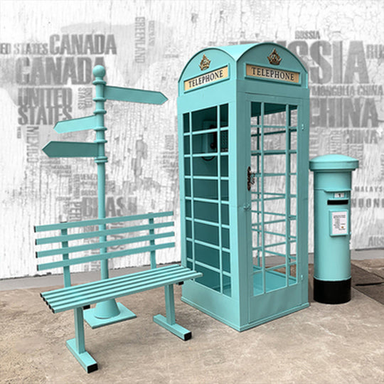 London Telephone Booth+2M Sign+1.2M Mailbox+1M Bench+0.5M Telephone - Rose Red