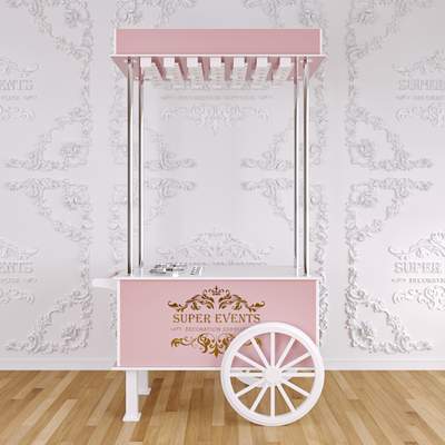 PVC Champagne Cart with Wheels - White/Pink