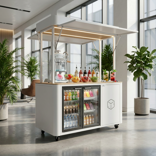 Premium Modern Minimalist Mobile Beverage Cart &amp; Bar Counter - Lobby Station
