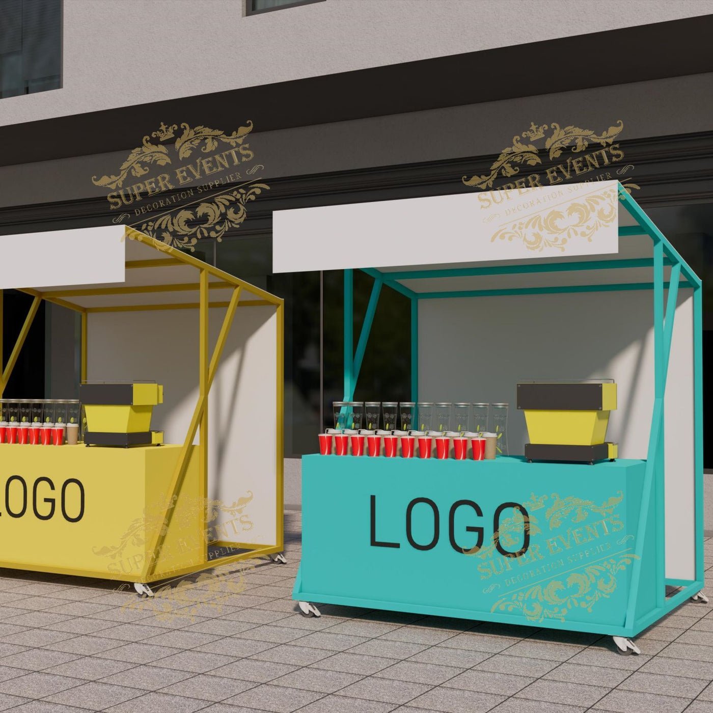 Metal Mobile Trade Show Promotion Kiosk Booth Tent with Wheels - Custom Color