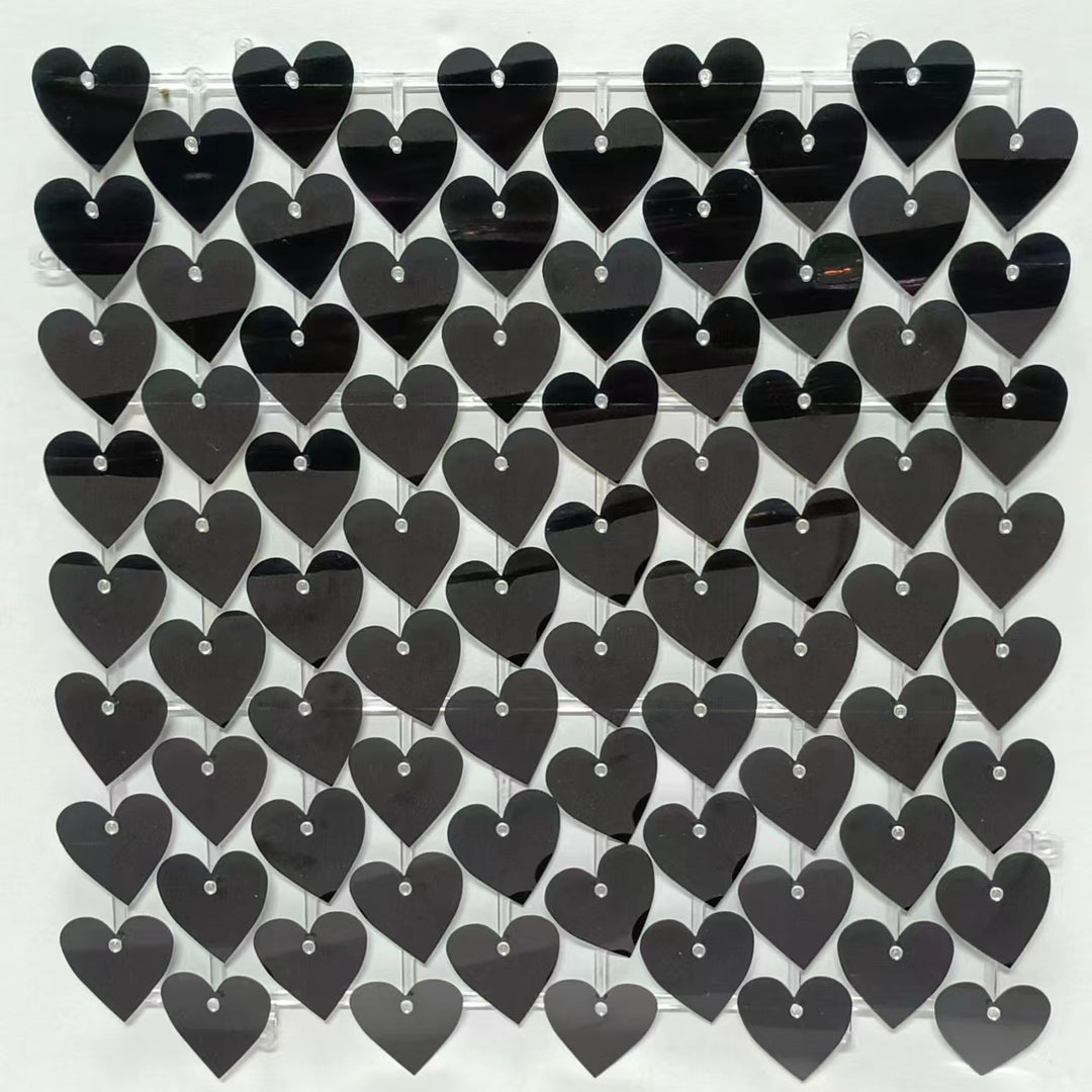 Heart Shape Shimmer Wall Panels / Clip Hole Backing &amp; Heart Sequins - Gold