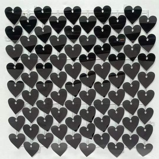 Heart Shape Shimmer Wall Panels / Clip Hole Backing &amp; Heart Sequins - Pink