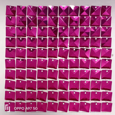 Easy Connect Shimmer Wall Panels / Transparent Grid Backing & Square 3D Sequins - Light Green