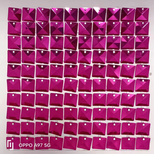 Easy Connect Shimmer Wall Panels / Transparent Grid Backing &amp; Square 3D Sequins - Orange