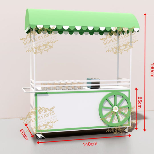 Metal Mobile Trolley Food Cart Candy Dessert Cart with Wheels - Green/Red/Pink/Blue/Orange