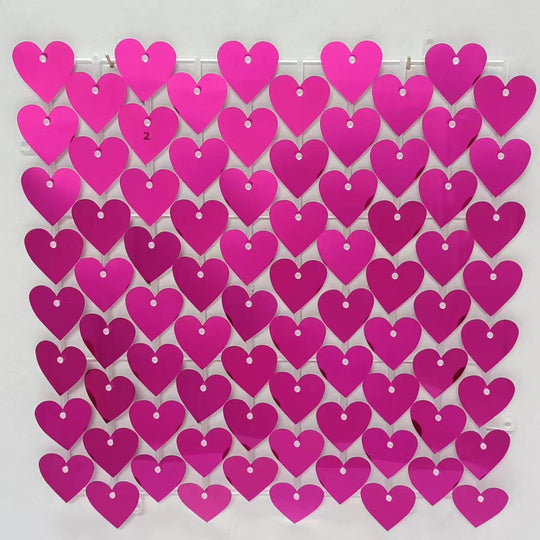 Heart Shape Shimmer Wall Panels / Clip Hole Backing &amp; Heart Sequins - Blue