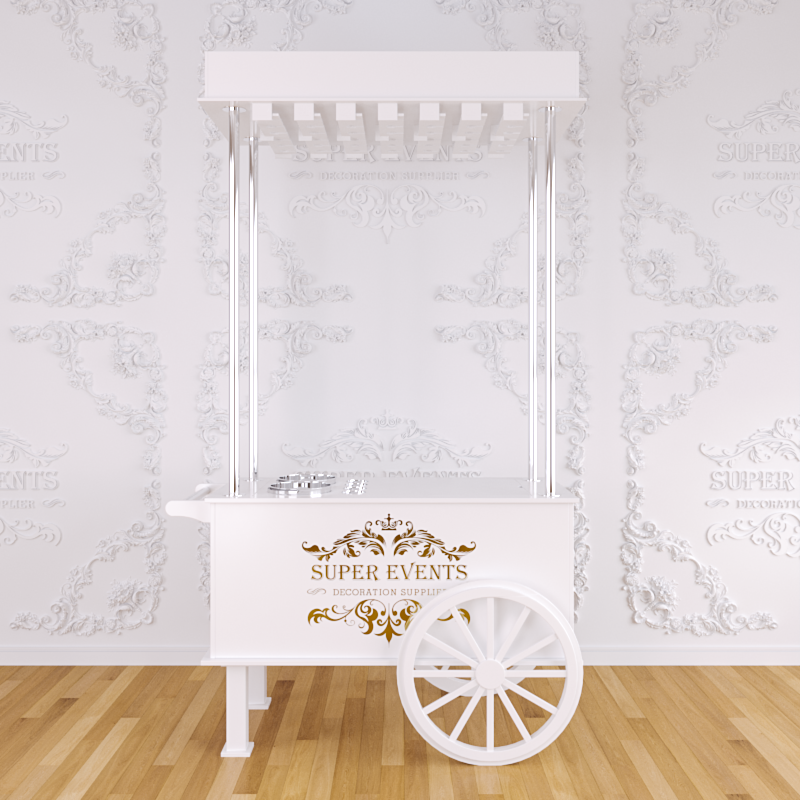 PVC Champagne Cart with Wheels - White