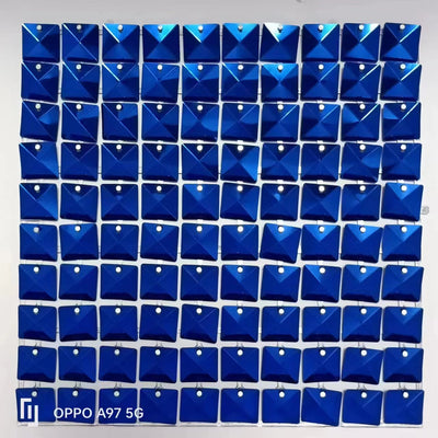 Easy Connect Shimmer Wall Panels / Transparent Grid Backing & Square 3D Sequins - Light Green