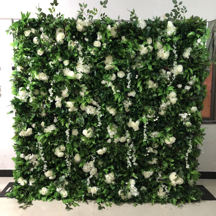 HE-BD057 5D Fabric Artificial Flower Backdrop Rolling Up Curtain Flower Wall - 8ft*8ft