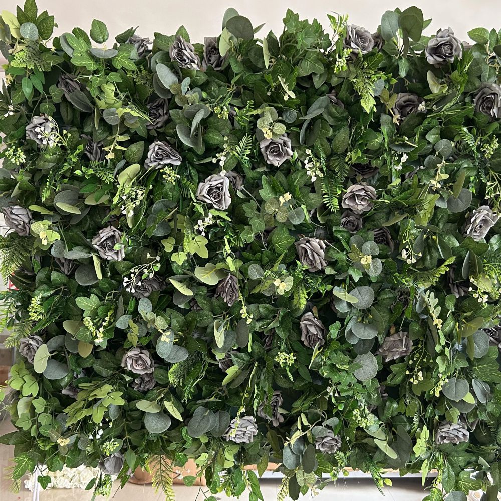 BD-093-2 3D Fabric Artificial Green Wall Rolling Up Curtain Flower Wall - 8ft*8ft