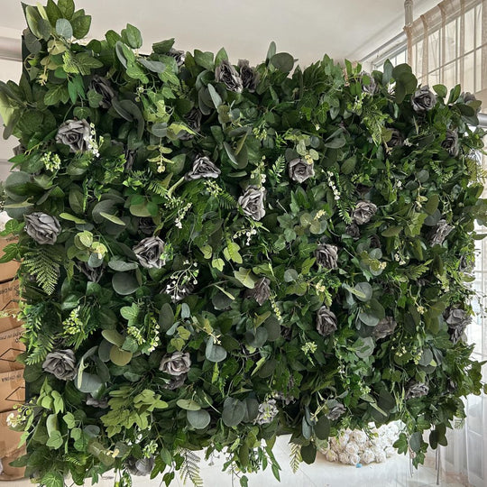 BD-093-2 3D Fabric Artificial Green Wall Rolling Up Curtain Flower Wall - 8ft*8ft