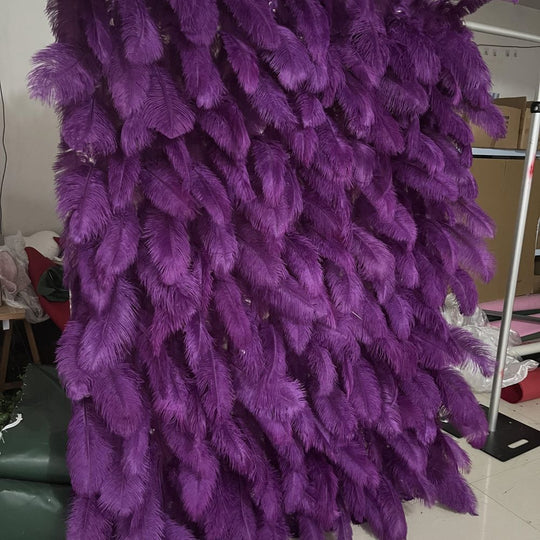 HE-BD104 5D Feather Backdrop Rolling Up Curtain Flower Wall - 8ft*8ft