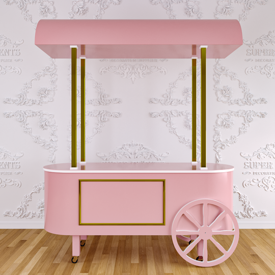MDF Candy Dessert Cart with Wheels - Pink