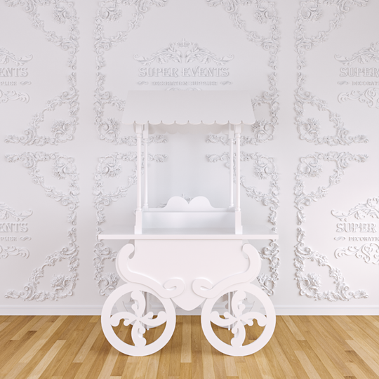Wood Candy Dessert Cart with Wheels - White