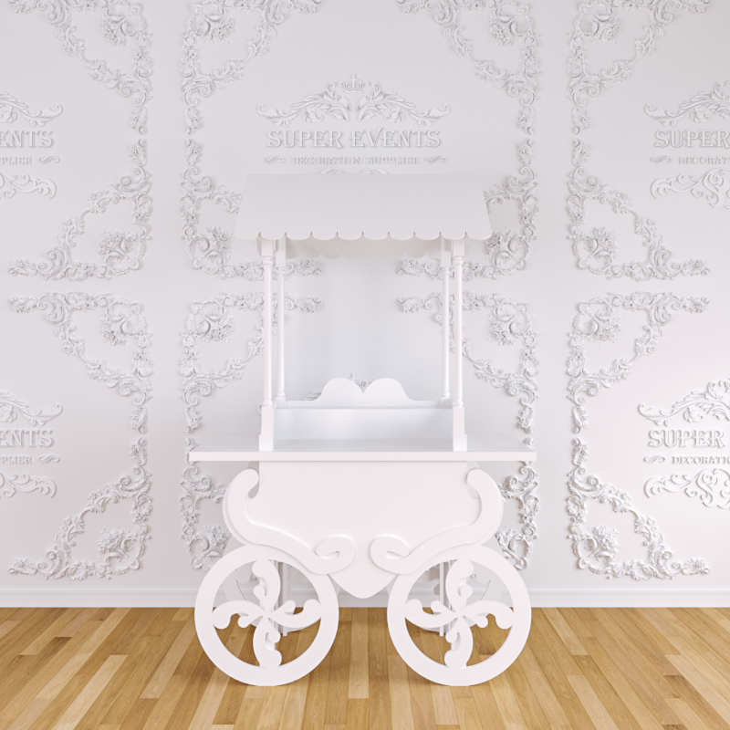 Wood Candy Dessert Cart with Wheels - White