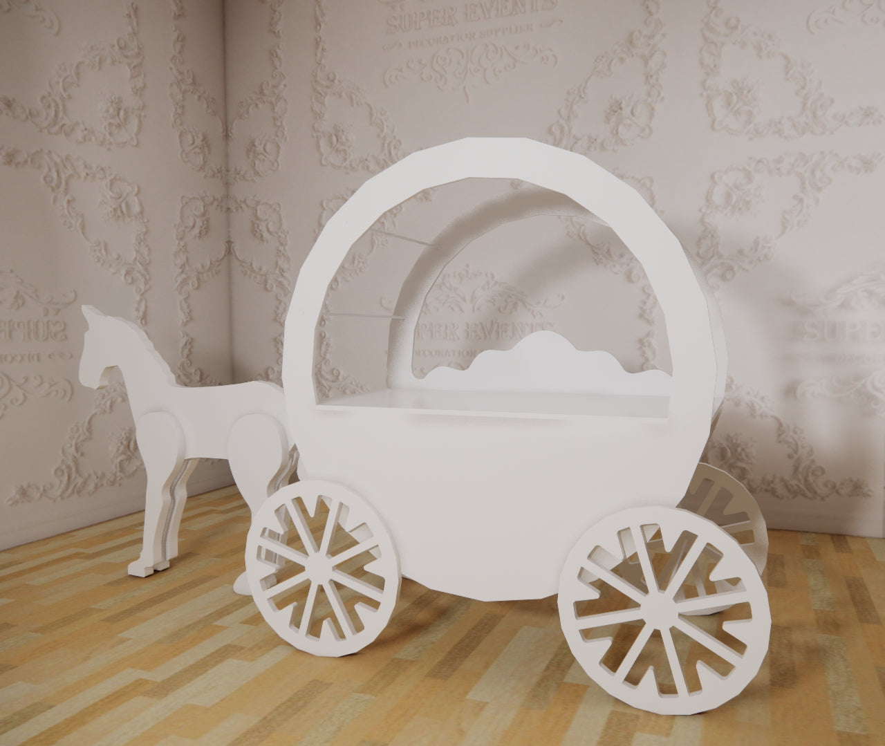PVC Candy Dessert Cart with Wheels - White