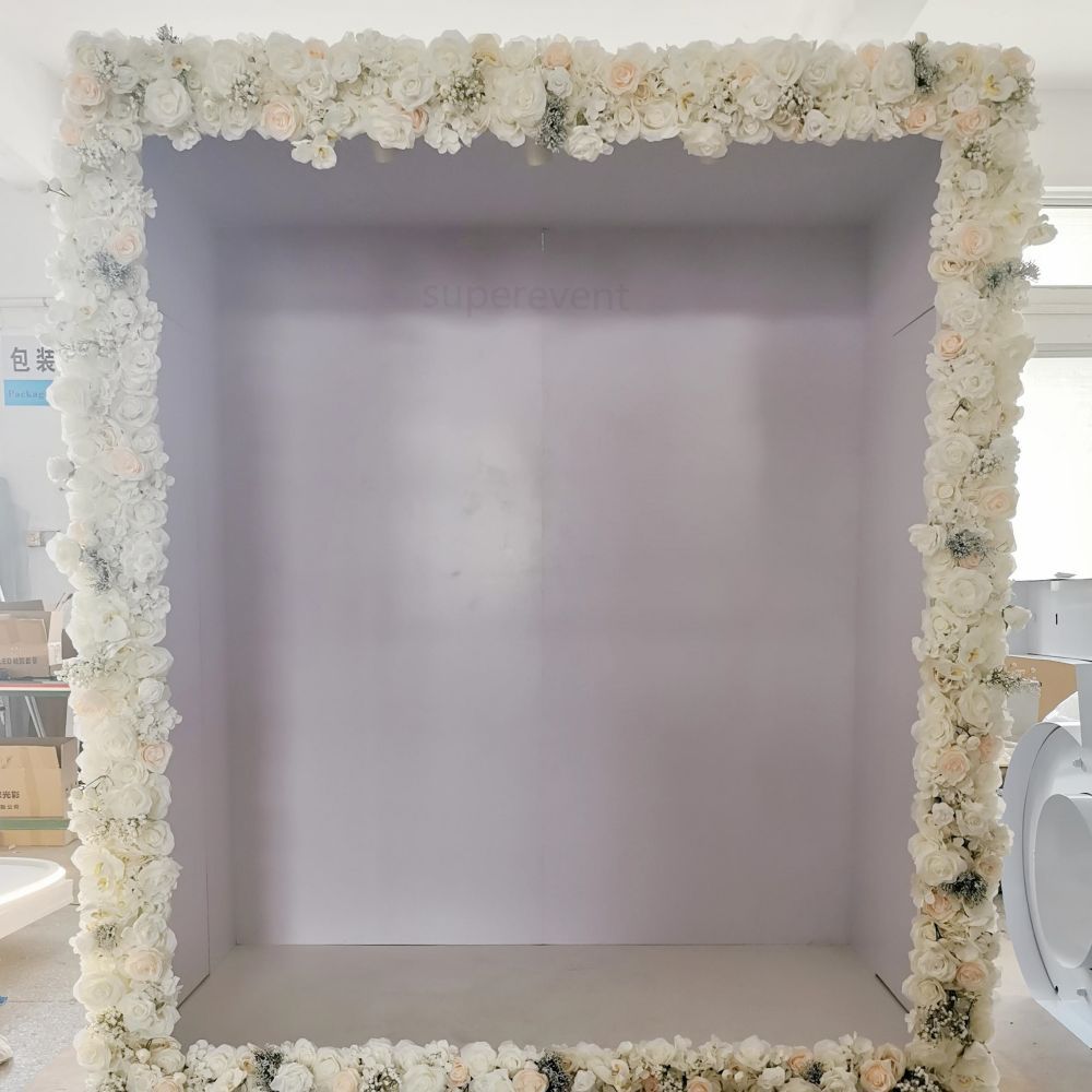 Weddings Photography Background PVC Magazine Photo Booth Box Backdrop with Flowers