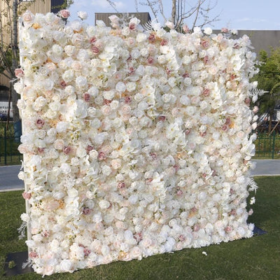 BD-125 5D Fabric Artificial Flower Backdrop Rolling Up Curtain Flower Wall - 8ft*8ft
