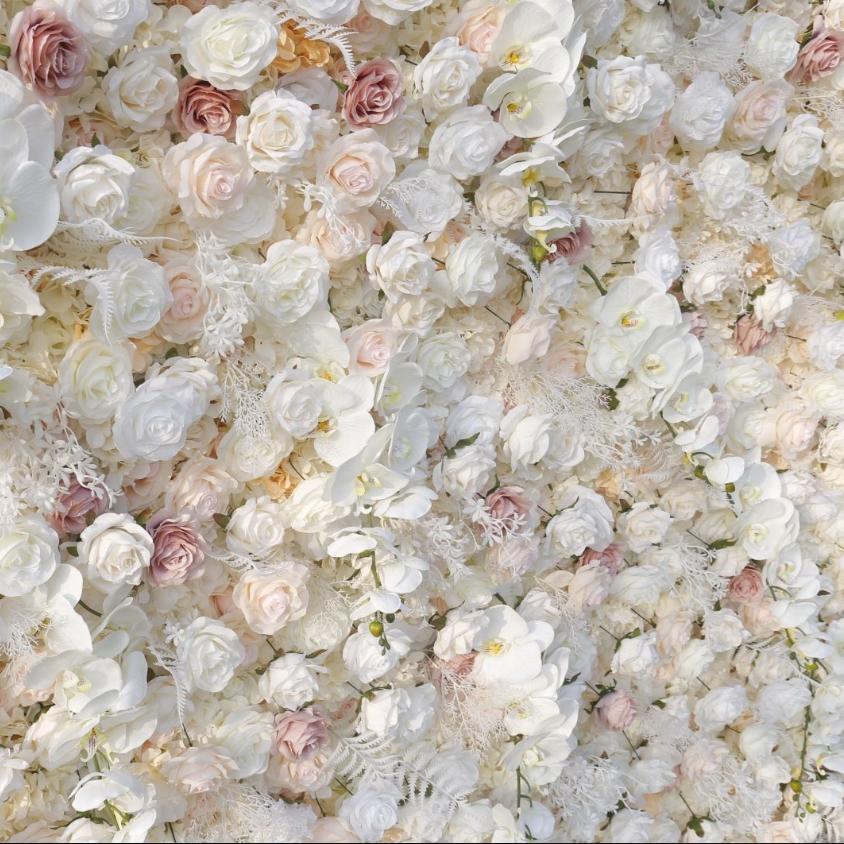 BD-125 5D Fabric Artificial Flower Backdrop Rolling Up Curtain Flower Wall - 8ft*8ft