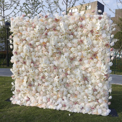 BD-125 5D Fabric Artificial Flower Backdrop Rolling Up Curtain Flower Wall - 8ft*8ft