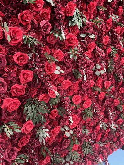 BD138 3D Rose Floral Artificial Flower Backdrop Rolling Up Curtain Flower Wall - 8ft*8ft