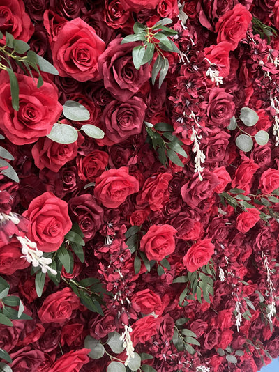 BD138 3D Rose Floral Artificial Flower Backdrop Rolling Up Curtain Flower Wall - 8ft*8ft