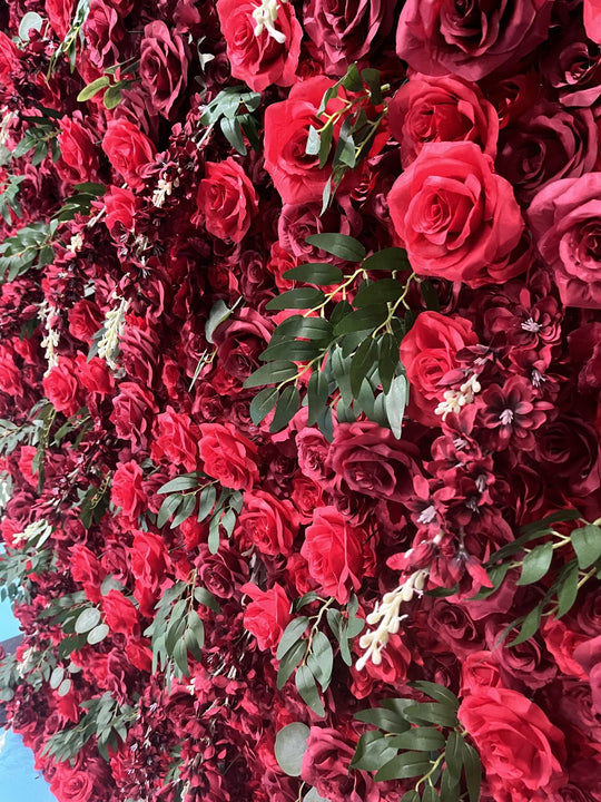 BD138 3D Rose Floral Artificial Flower Backdrop Rolling Up Curtain Flower Wall - 8ft*8ft