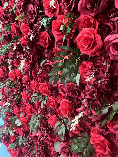 BD138 3D Rose Floral Artificial Flower Backdrop Rolling Up Curtain Flower Wall - 8ft*8ft
