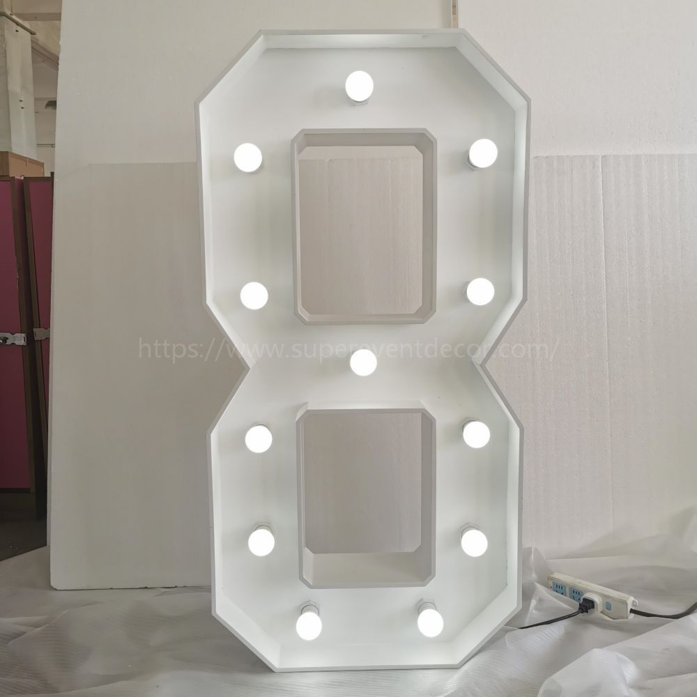 Wooden Vintage LED 4ft Marquee Letter Numbers Freestanding Custom 26 Letters - White