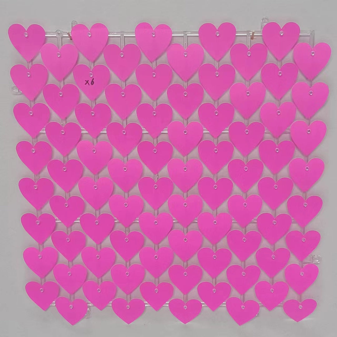 Heart Shape Shimmer Wall Panels / Clip Hole Backing &amp; Heart Sequins - Matte Pink