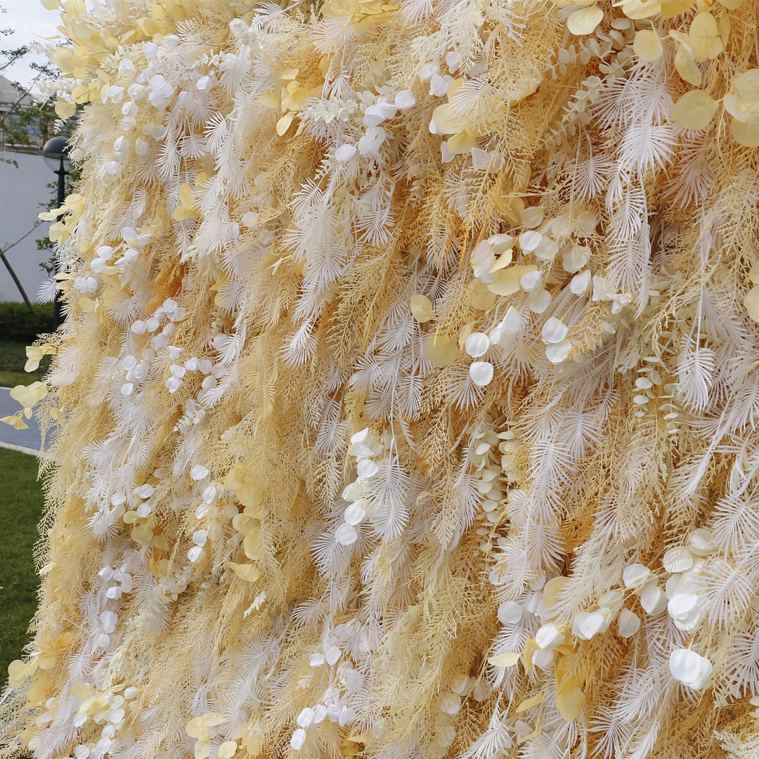 HE-BD028 5D Feather Backdrop Rolling Up Curtain Flower Wall - 8ft*8ft