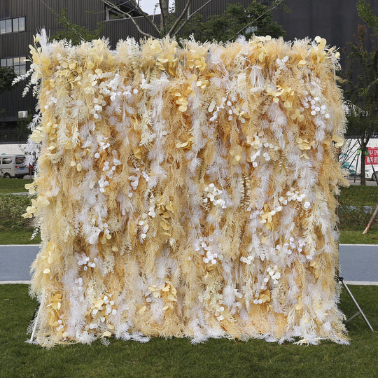 HE-BD028 5D Feather Backdrop Rolling Up Curtain Flower Wall - 8ft*8ft