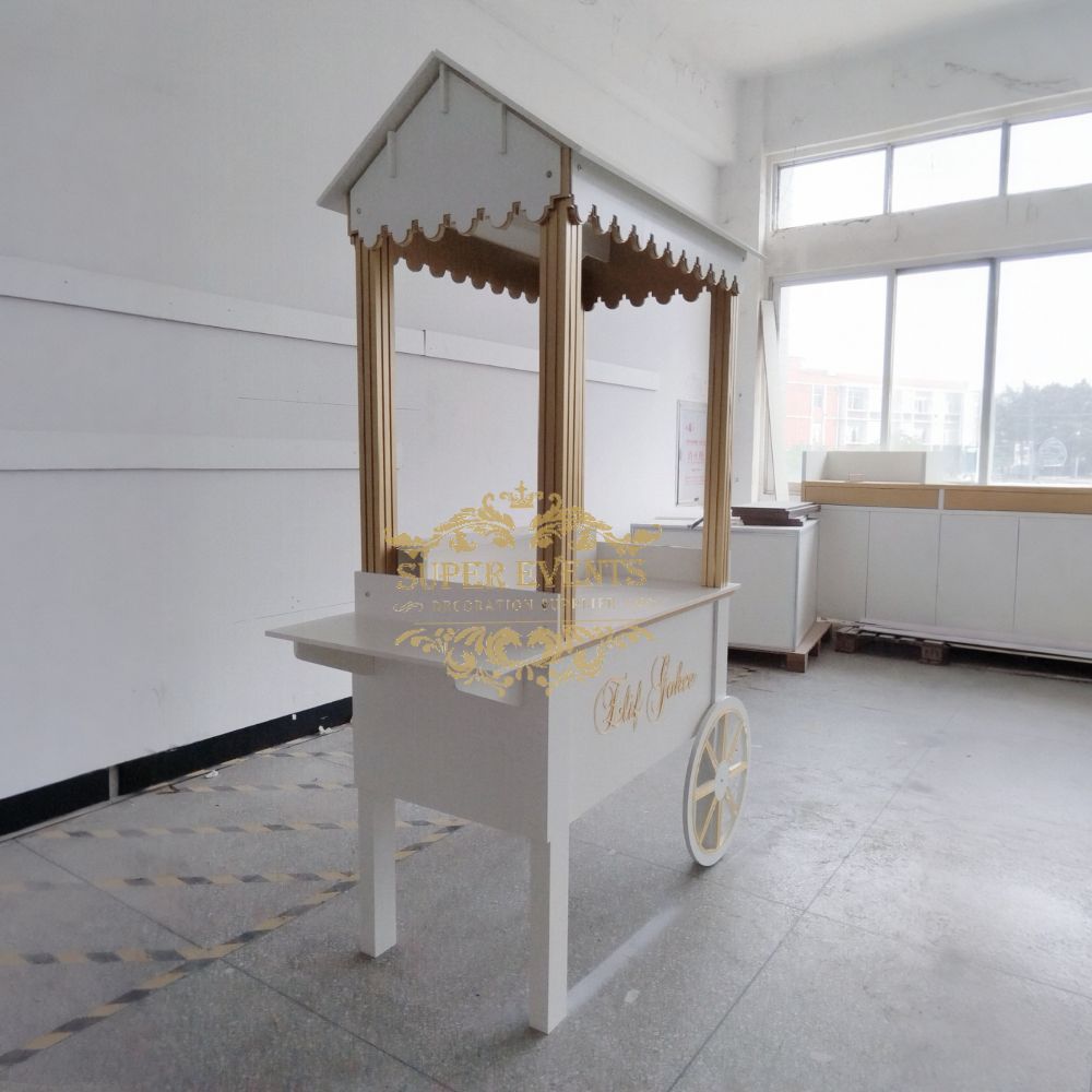 MDF Candy Dessert Cart with Wheels - White