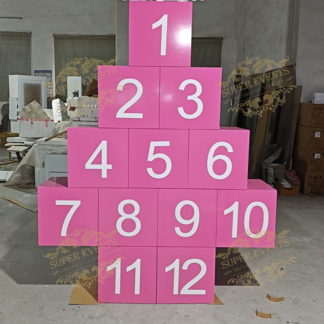 Custom Pink Christmas Letter Number Gift Boxes for Baby Shower Party Decoration