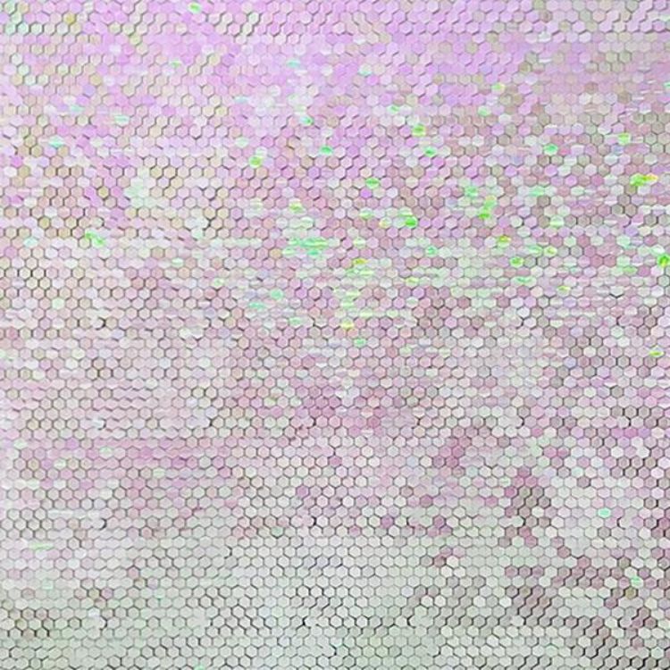Hexagon Shimmer Wall Panels / Clip Hole Backing &amp; Square Sequins -Lemon Pink