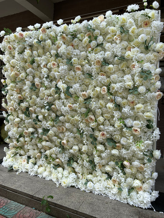 BD-119 5D Fabric Artificial Flower Backdrop Rolling Up Curtain Flower Wall - 8ft*8ft