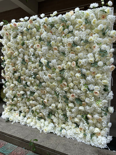 BD-119 5D Fabric Artificial Flower Backdrop Rolling Up Curtain Flower Wall - 8ft*8ft