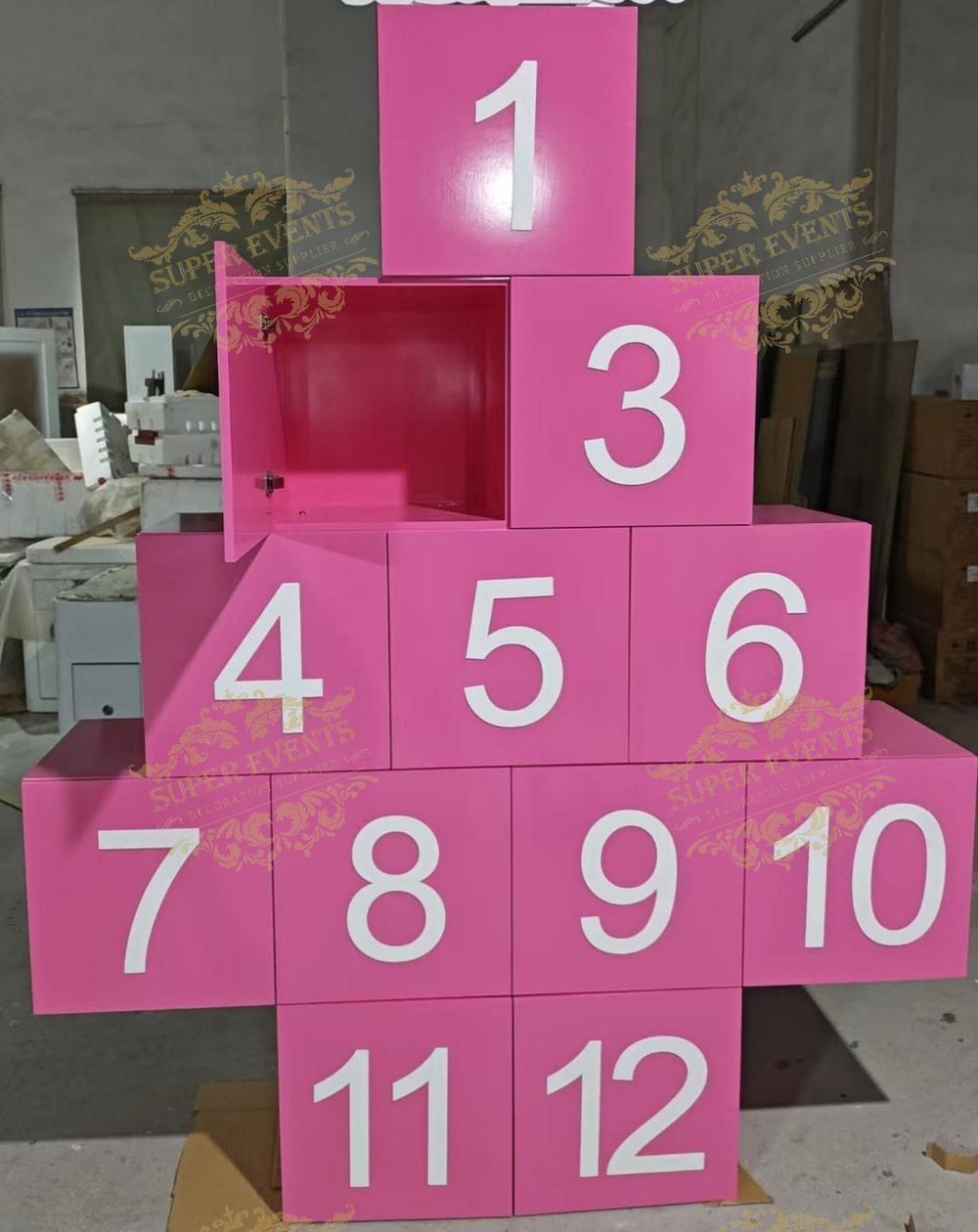Custom Pink Christmas Letter Number Gift Boxes for Baby Shower Party Decoration