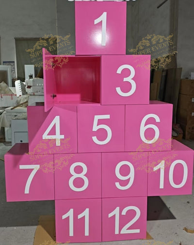 Custom Pink Christmas Letter Number Gift Boxes for Baby Shower Party Decoration