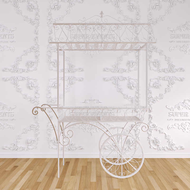 Metal Wire Candy Dessert Cart with Wheels - Gold/White
