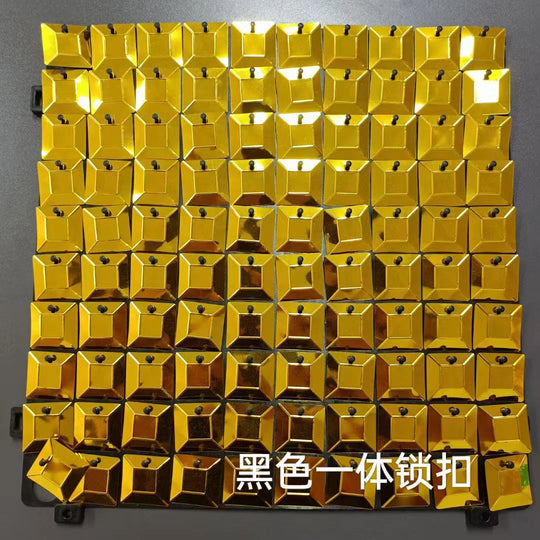 Easy Connect Shimmer Wall Panels / Transparent Grid Backing &amp; Square Diamond Sequins - Silver